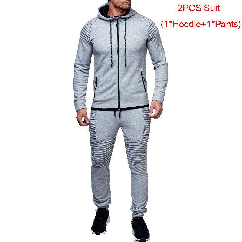 Stylish Men's Tracksuit Set With Hooded Jacket And Adjustable Waistline Pants