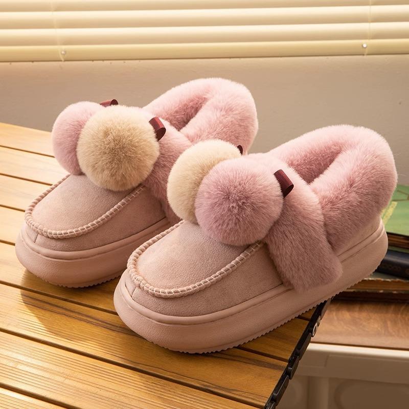 Cotton Slippers Bag Heel Outer Wear Fleece Thickened Indoor Home Non-slip Thick Sole Warm Plush Cotton Shoes