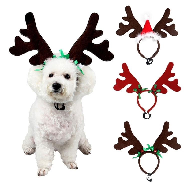 Holiday Pet Headpiece Reindeers Style Soft Ear Regulable Dog Accessory For Christmas Photography