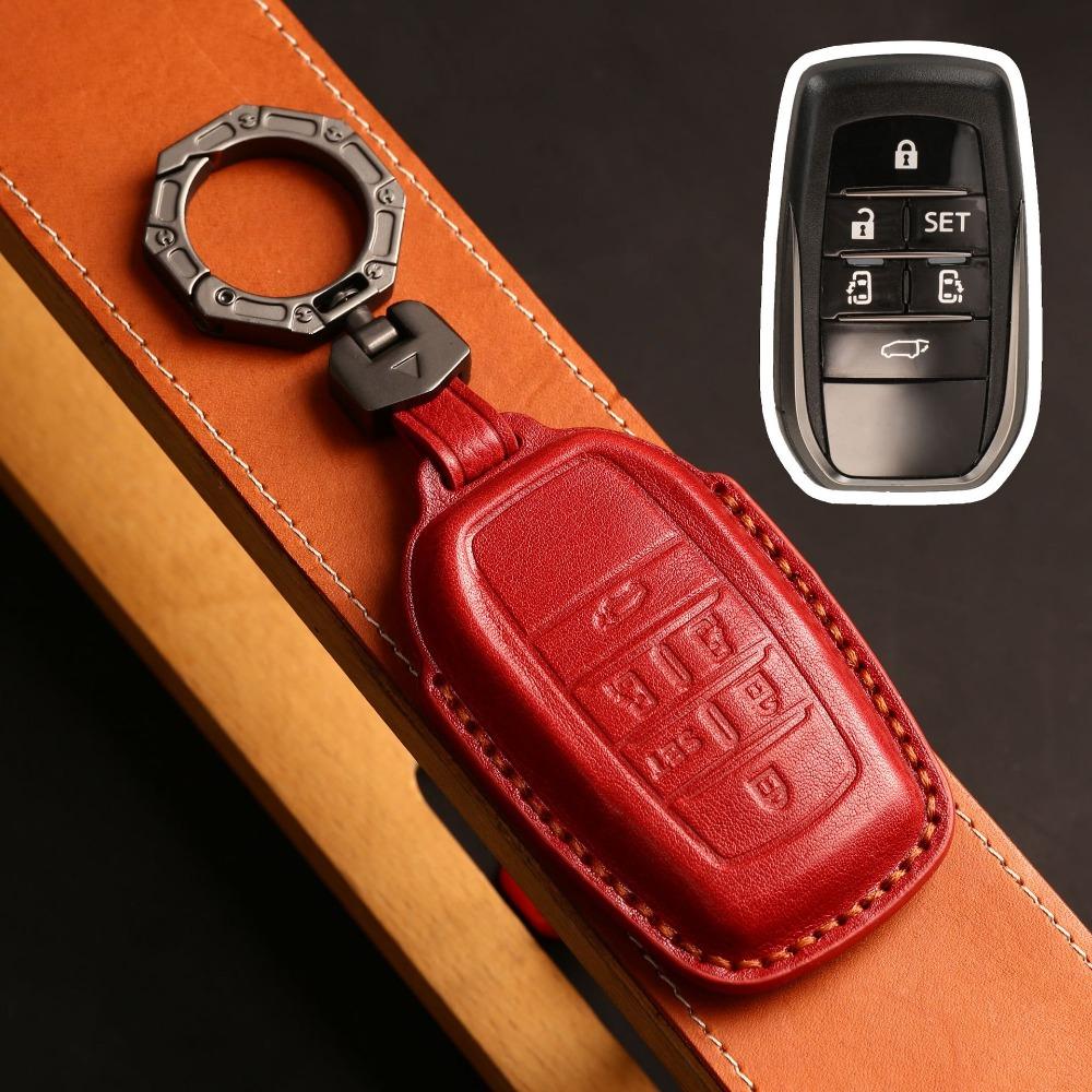 Echtes Leder Autoschlüsselhülle für Toyota Sienna Alphard Granvia Corolla Avalon Highlander Prado