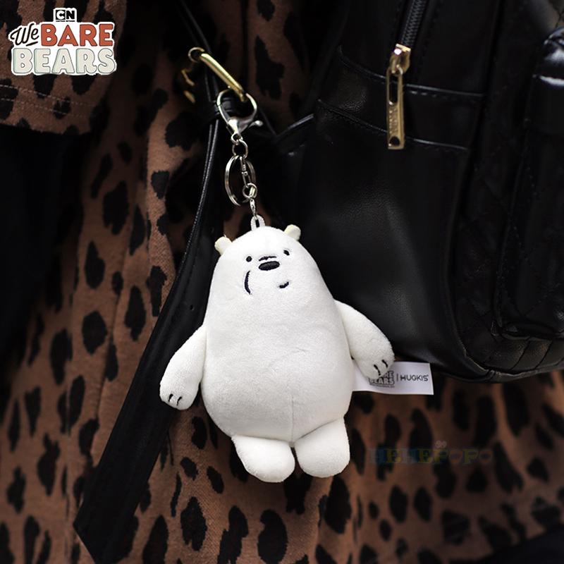 12cm Classic We Bare Bears Cartoon Plush Small Pendant Keychain School Bag Hanging Doll Ornament Christmas Birthday Gifts
