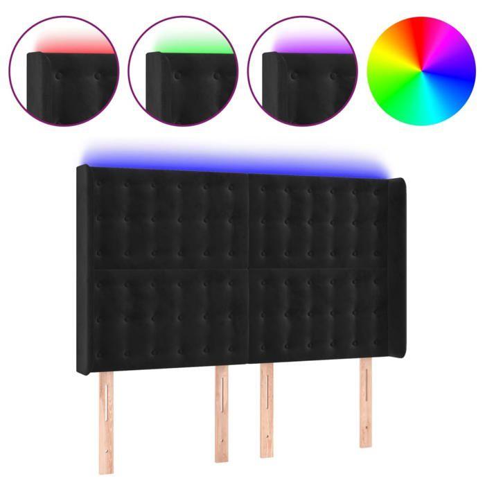 VidaXL Tête de Lit à LED Meuble de Chambre à Coucher Accessoire de Lit Double Tête de Cadre de Lit Intérieur Noir 3124532