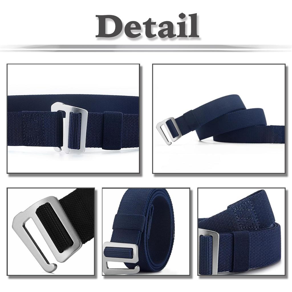 [White Fang] Outdoor Nylon Elastic Durable Belt with Aluminum Buckle Fashion Men's BTA253 (Navy)