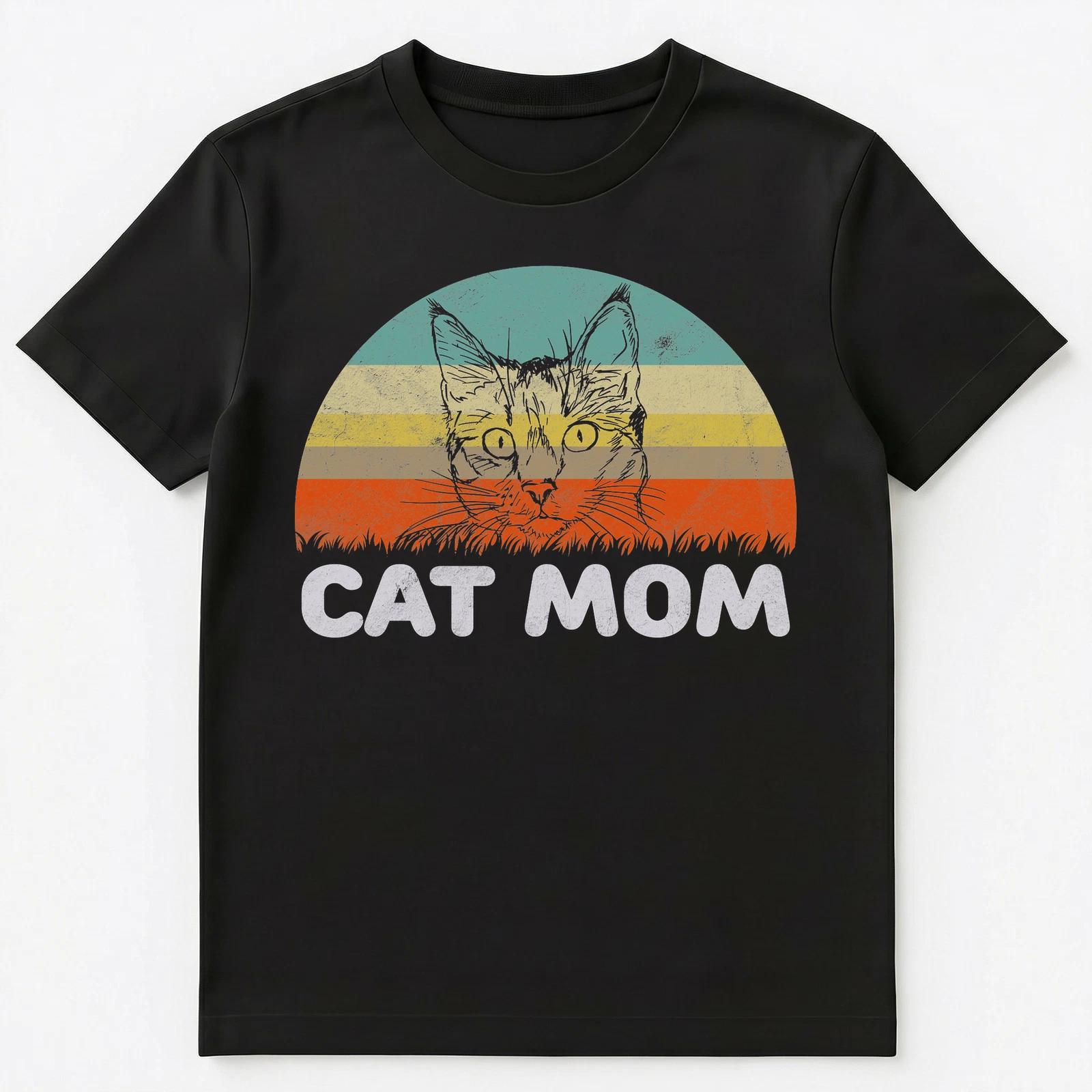 Retro Style Cat Mom T Shirt Gift For Cat Lover Unisex T-Shirt 3XL