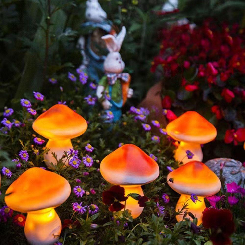 

Rechargeable Mushroom Solar Lawn Lights Waterproof Garden Light Outdoor Lamp Courtyard Style A
