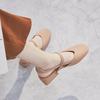 2025 New Women's Mid-heeled Sandals Square Head Buckle Thick Heel Korean Version Women's Sandals Hollow Women's Shoes