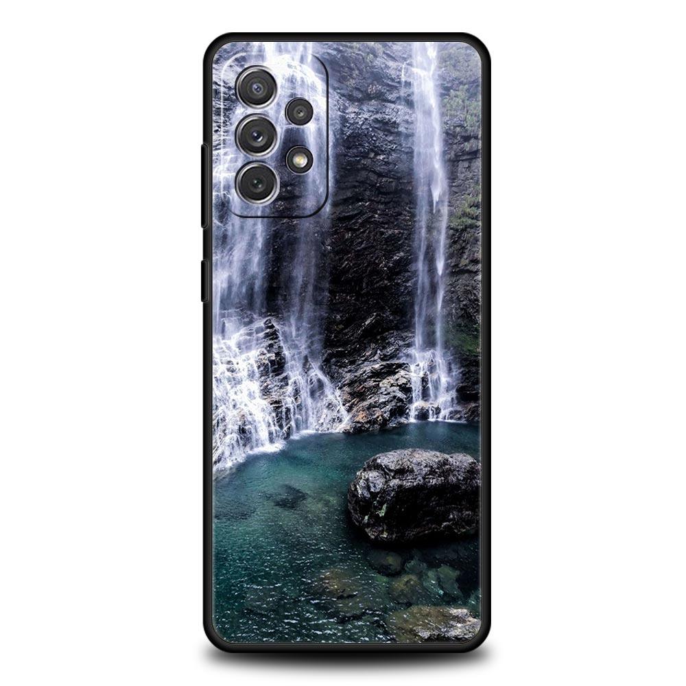 Wodospad natura Drzewa statek Etui na telefon dla Samsung Galaxy A13 A51 A71 A21S A12 A11 A31 A41 A23 A53 A73 A52 A32 5G A03S A01 Pokrowiec