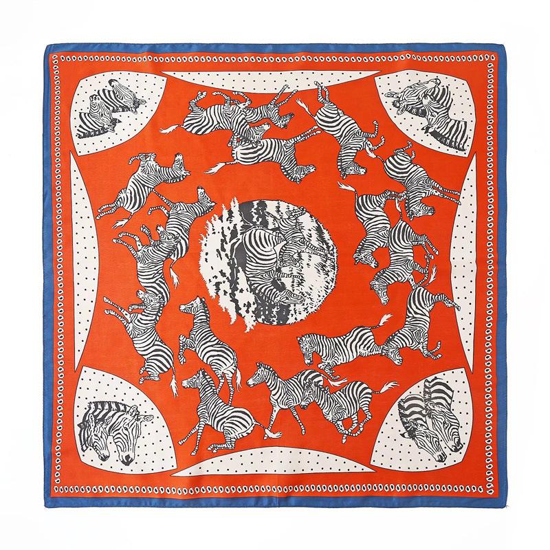 53Cm Pony Pattern Scarf Women Spring And Summer Thin Silk Square Scarf Fashionable And Versatile Bag Packaging Decoration Scarfs