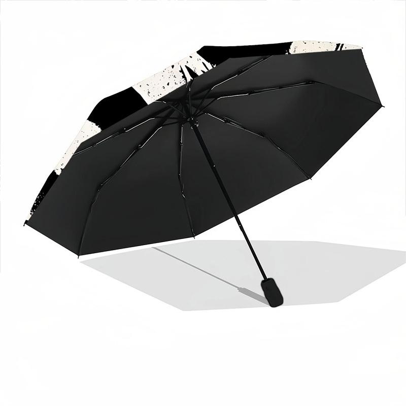 1pc YinYang Skull Automatic Folding Umbrella - Windproof Compact Travel Umbrella with Auto Open/Close, 8-Rib Heavy-Duty Shaft for Women/Men A059