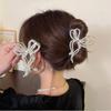 Advanced Diamond Studded Pearl Bow Hair Clip Elegant Women's Hair Clip Metal Geometric Hollow Bow Studded Diamond Headpiece