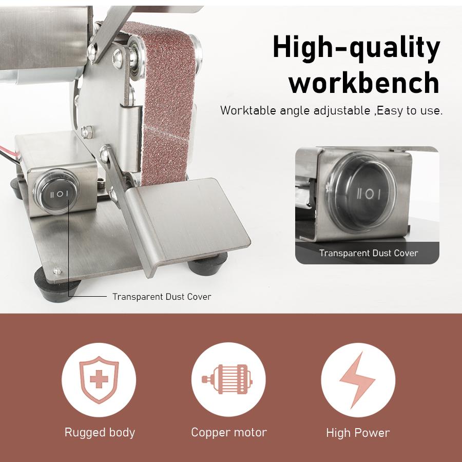 TUNGFULL Mini Belt Grinding Machine Tool Sharpening Machine Sanding Grinding Electric Sander Home Diy Polisher Machine