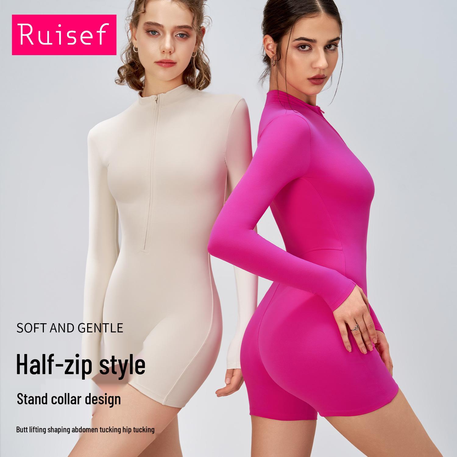 

European & American Long Sleeve High-Elastic Fitness Bodysuit for Running & Yoga S