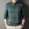 Firstview Men's Casual Striped Long Sleeve Polo Shirt