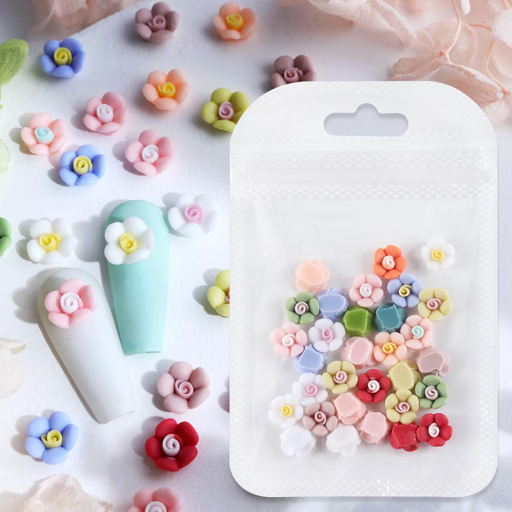 30 buc Farmece de Unghii Flori Suculente Multicolorate Decorațiuni Kawaii Florale Rășină Piese Coreene Nail Art pentru Consumabile DIY