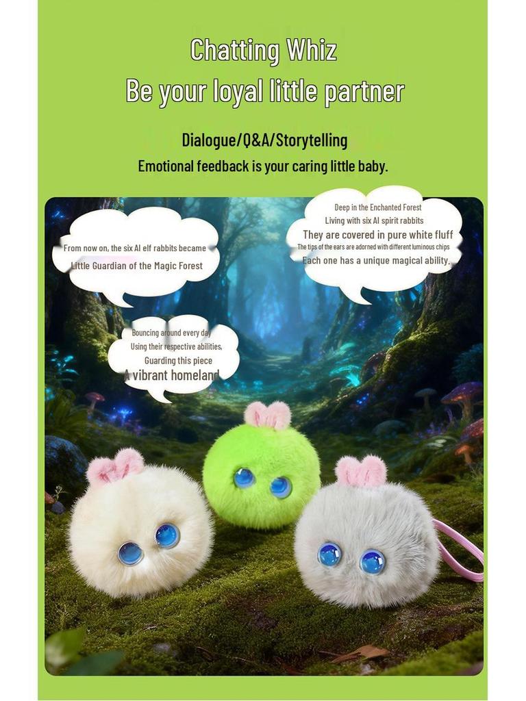 Enhanced AI Elf Rabbit Smart Toy: Soft Touch Electronic Pet Doll for Kids