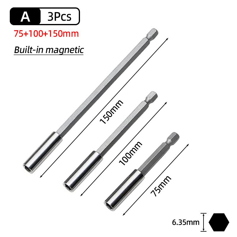6 Size Extension 1/4 Hex Screw Socket Screwdriver Bit Holder Magnetic Impact Driver Drill Bit Adapter Quick Release Power Tools