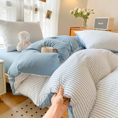 Set Biancheria da Letto Minimalista in Cotone Lavato: Set da tre pezzi per letti da dormitorio, include lenzuolo, copripiumino e quattro federe