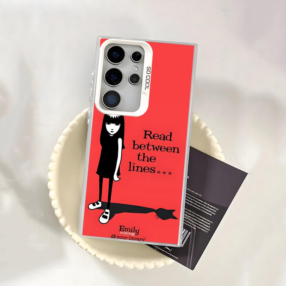 Comic Book E-Emily The S-Strange Phone Case For Samsung S25 S24 S23 FE S22 S21 S20 Plus Note20 Ultra Silver White Bumper Case