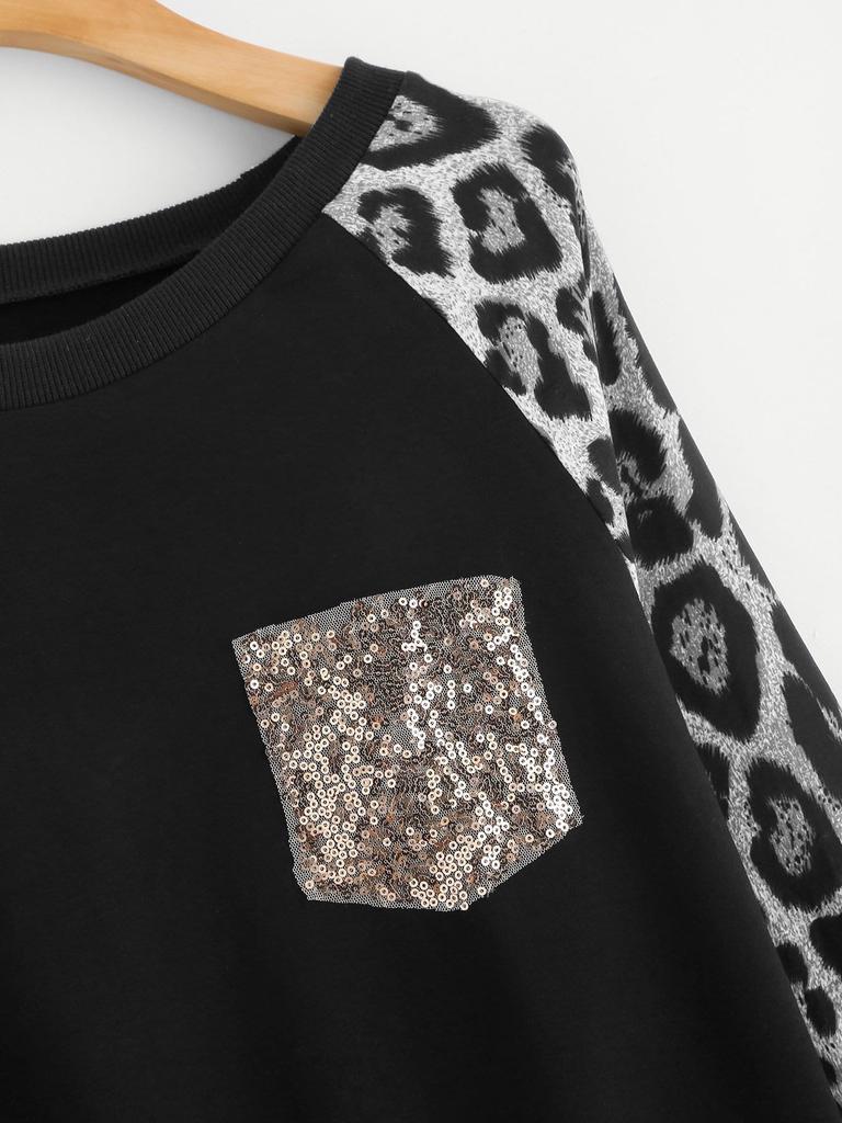 contrast sequin sweatshirt