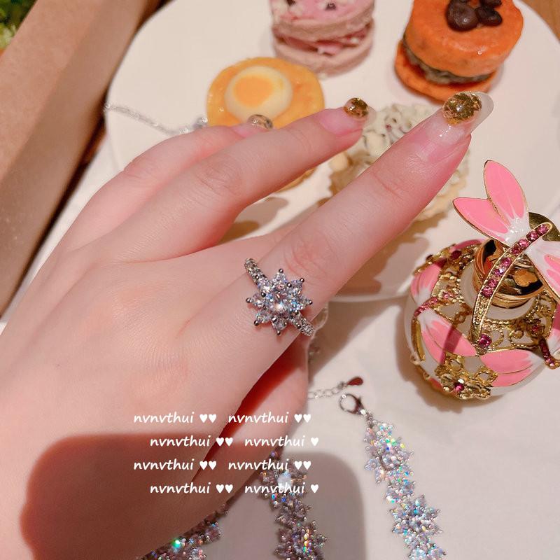 Schubert Rose Flower Gemstone Necklace, Designer, 18K Gold-Plated Rose Flower Zircon Inlaid Bracelet, Earrings