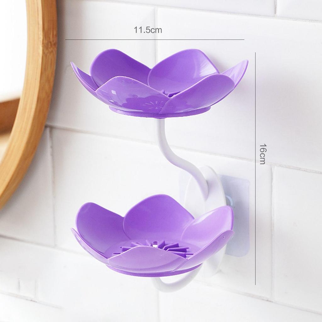 Drain Soap Tray Double Layer Wall Mounted Soap Box for Balcony Tubs Bathroom