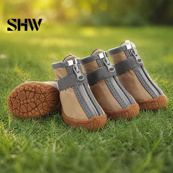 Pet Paw Protection for Running 4Pcs Non-Slip Dog Shoes, Breathable Mesh Boots, Waterproof Durable Rubber Soles Paws Protectors Small Dogs, Outdoor
