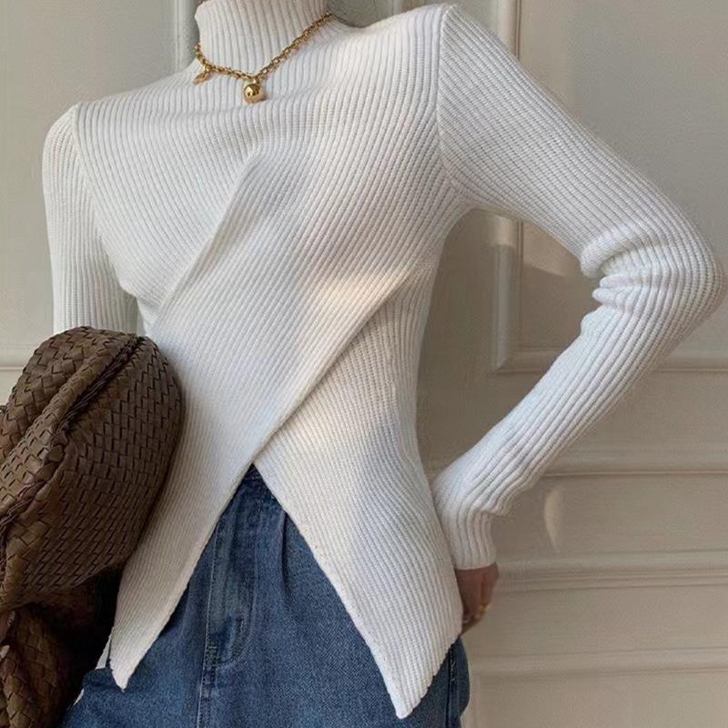 Женский свитер нижний слой вязаный нерегулярный крой облегающий One Size 1329₽