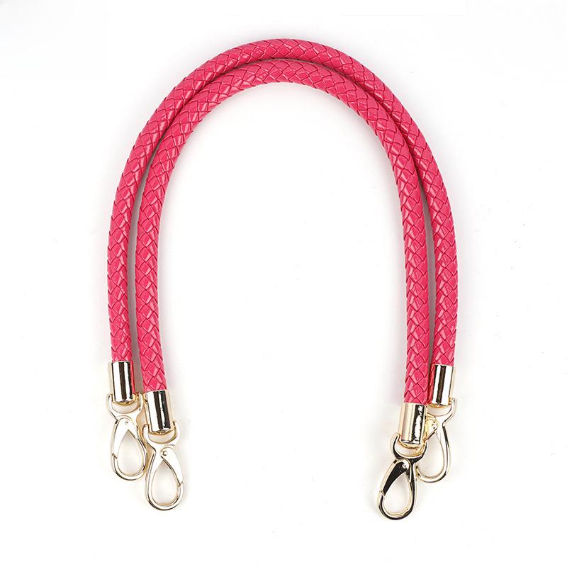 60cm Black PU Leather Woven Bag Handle Strap - Imitation Leather Shoulder Accessory