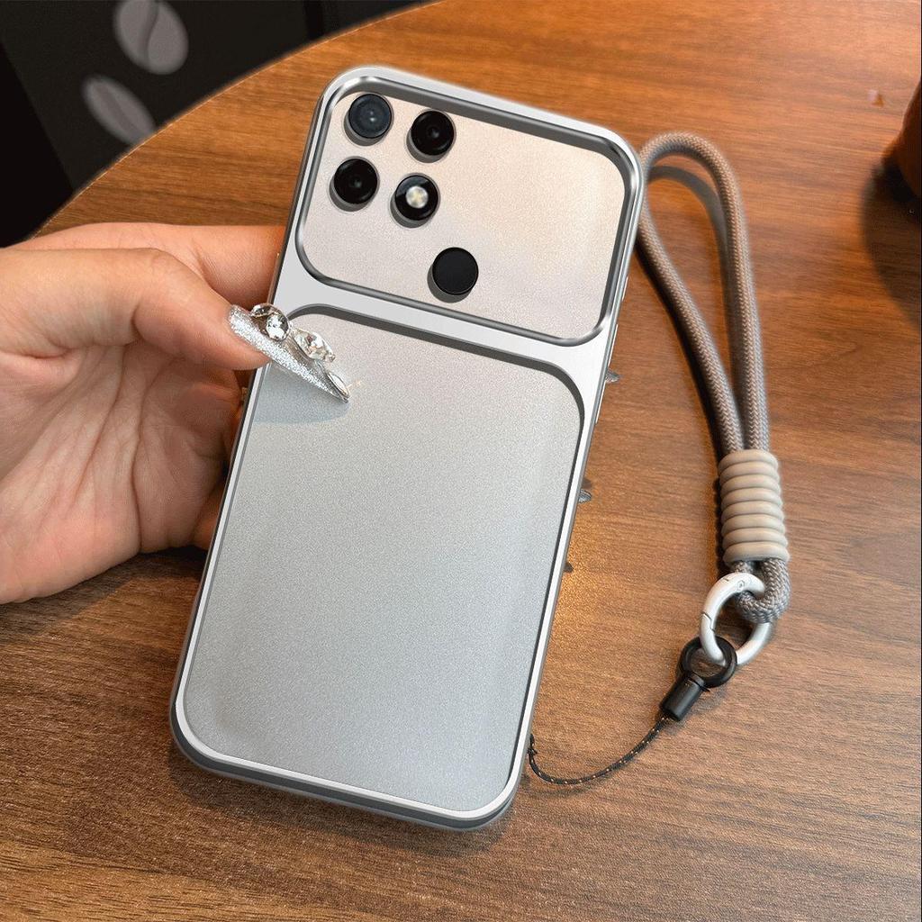 Luxury Big Window Phone Case with Lanyard for realme C25s Premium Textured Casing