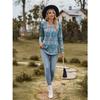 Autumn Women's Blouse Long Sleeve Square Neck Loose Comfortable Casual Printed Top