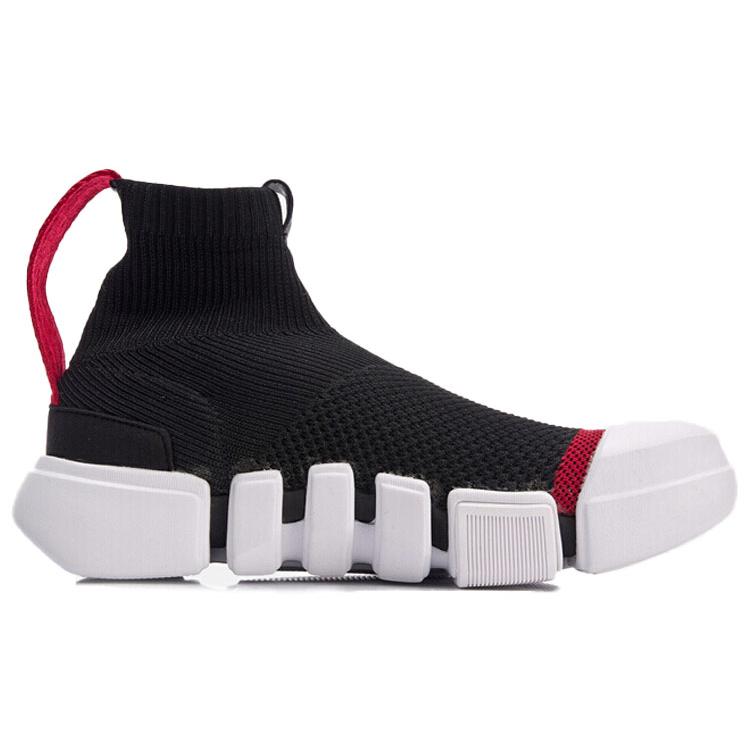 Li Ning Wear resistant And Lightweight High top Vintage Basketball Shoes Women's Black White Red ABCM052-1