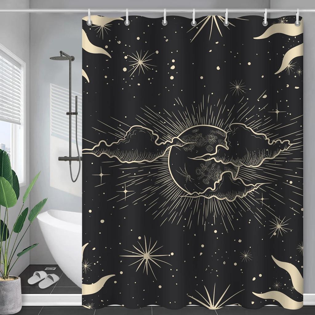 Constellation Fabric Shower Bath Curtain Blush Sun And Moon Phrase Modern Abstract Mysticism Waterproof Bathroom Accessories