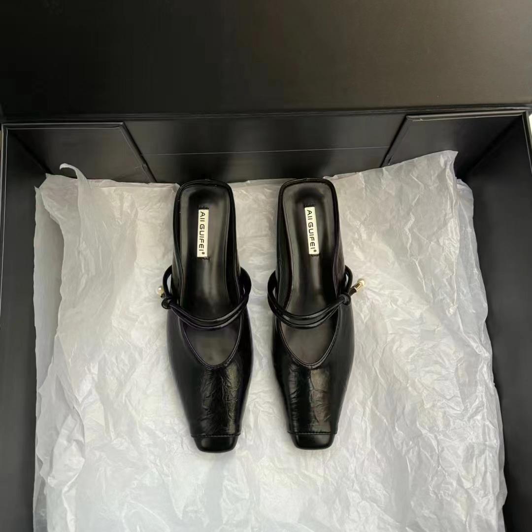 

Баотоу полутапочки женские летние для улицы весенне-осенние новые темпераментные серебристые одинарные туфли на толстом каблуке сандалии 40 серебряный