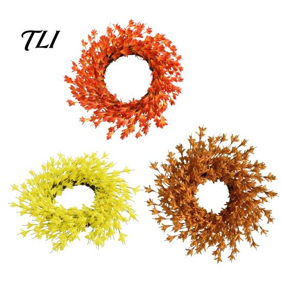 Artificial Fall Flower Wreath Fabric for Front Door, Autumn Harvest Floral Halloween Hanging Wreath, Thanksgiving Farmhouse Indoor Outdoor Porch Wall