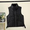 Women's Cotton Vest: European American Style, Autumn/Winter 2025, Sleeveless, Thickened, Warm, Casual Loose Fit, Solid Color Outerwear