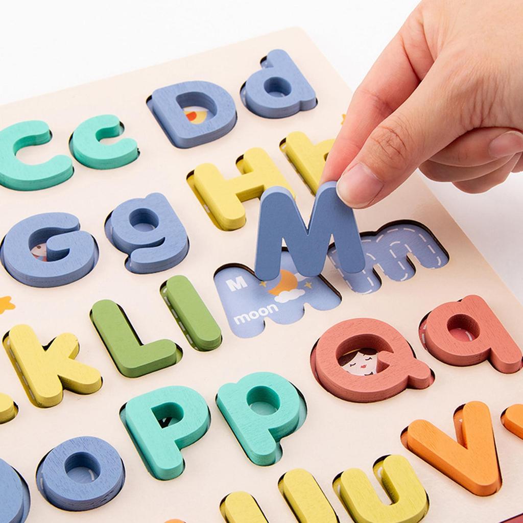Children Wooden Abc Puzzle Montessori Education Toy Preschool Game Upper Case and Lower Letters