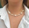 Semester strandstil turkos sjöstjärna halsband oregelbunden imitationspärla kort damhalsband