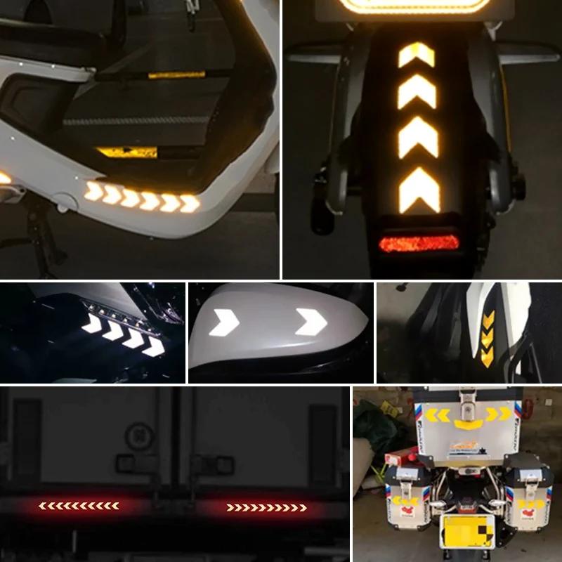 10 Pcs/Set Reflective Arrow Sign Tape Warning Safety Sticker for Car Bumper Trunk Reflector Hazard Tape Motorcycle Accessories