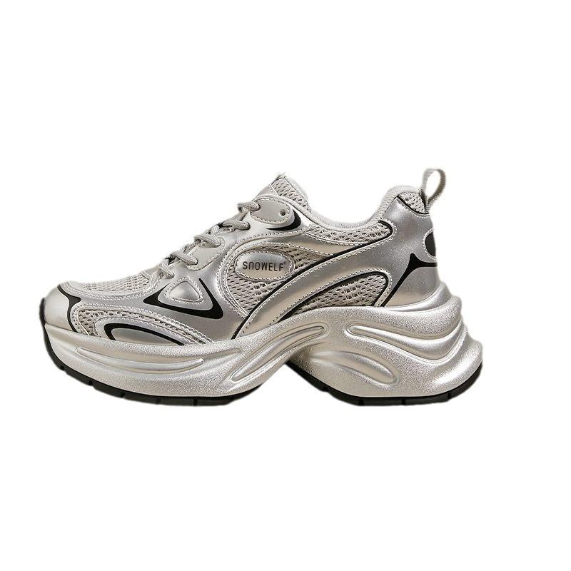 High-value small silver dad shoes women's autumn new heightening platform casual sports shoes