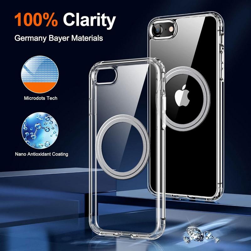 

Прозрачный тонкий чехол для телефона Magsafe для iPhone 16 Pro Max 15 Pro 14 13 с беспроводной зарядкой, магнитный, противоударный, мягкий, прозрачный, жесткий, задняя крышка из поликарбоната iPhone 13 Pro Max прозрачный