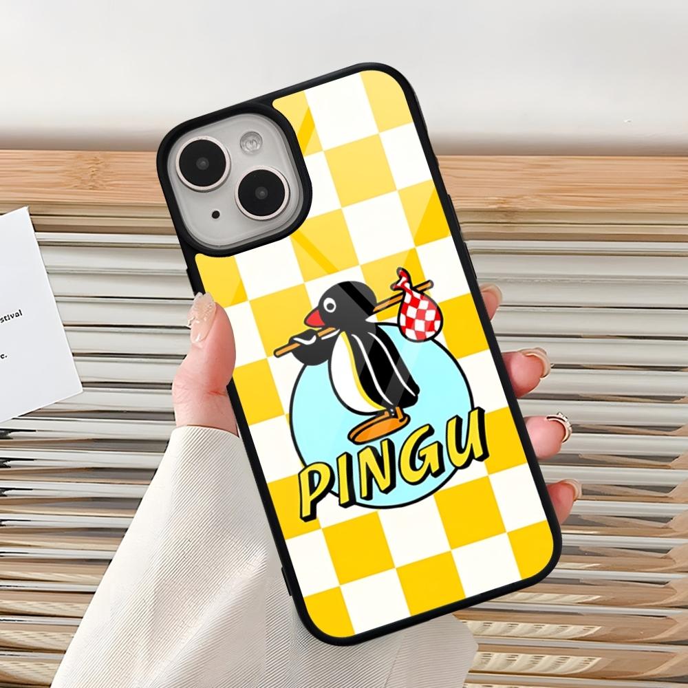 Cartoon Pingu Penguin Phone Case For Iphone 16 Pro 15 Pro Max 14 12 11 13 Mini 8 7 Plus X Xs XR PC+TPU Design Cover