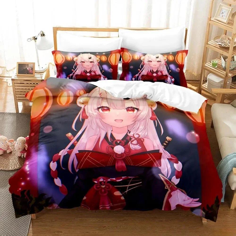 Kawaii Akai Haato Zestaw Pościeli Pojedynczy Bliźniak Pełny Queen King Size Zestaw na Łóżko Sypialnia dla Dorosłych Dzieci Zestawy Poszewek na Kołdrę z Nadrukiem 3D Łóżko Anime