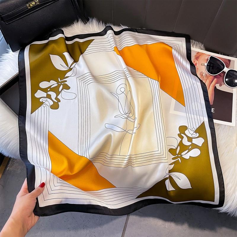 70x70cm Lightweight Silk-Look Square Scarf Women French Chic Hair Band Office Accessory Viscose 96%