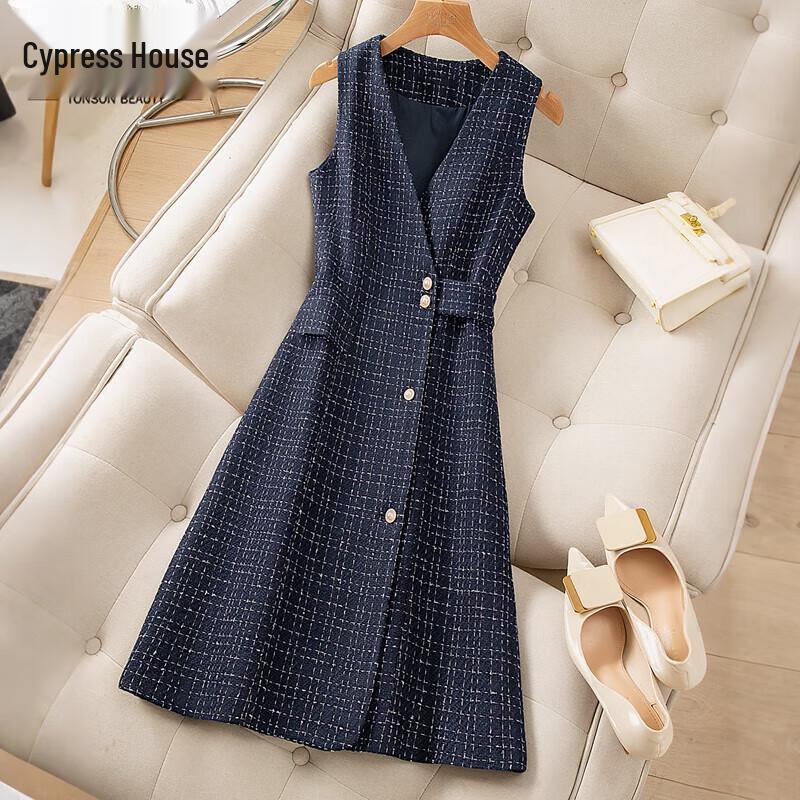 

Women s Elegant V-Neck Single-Breasted Mini Dress S