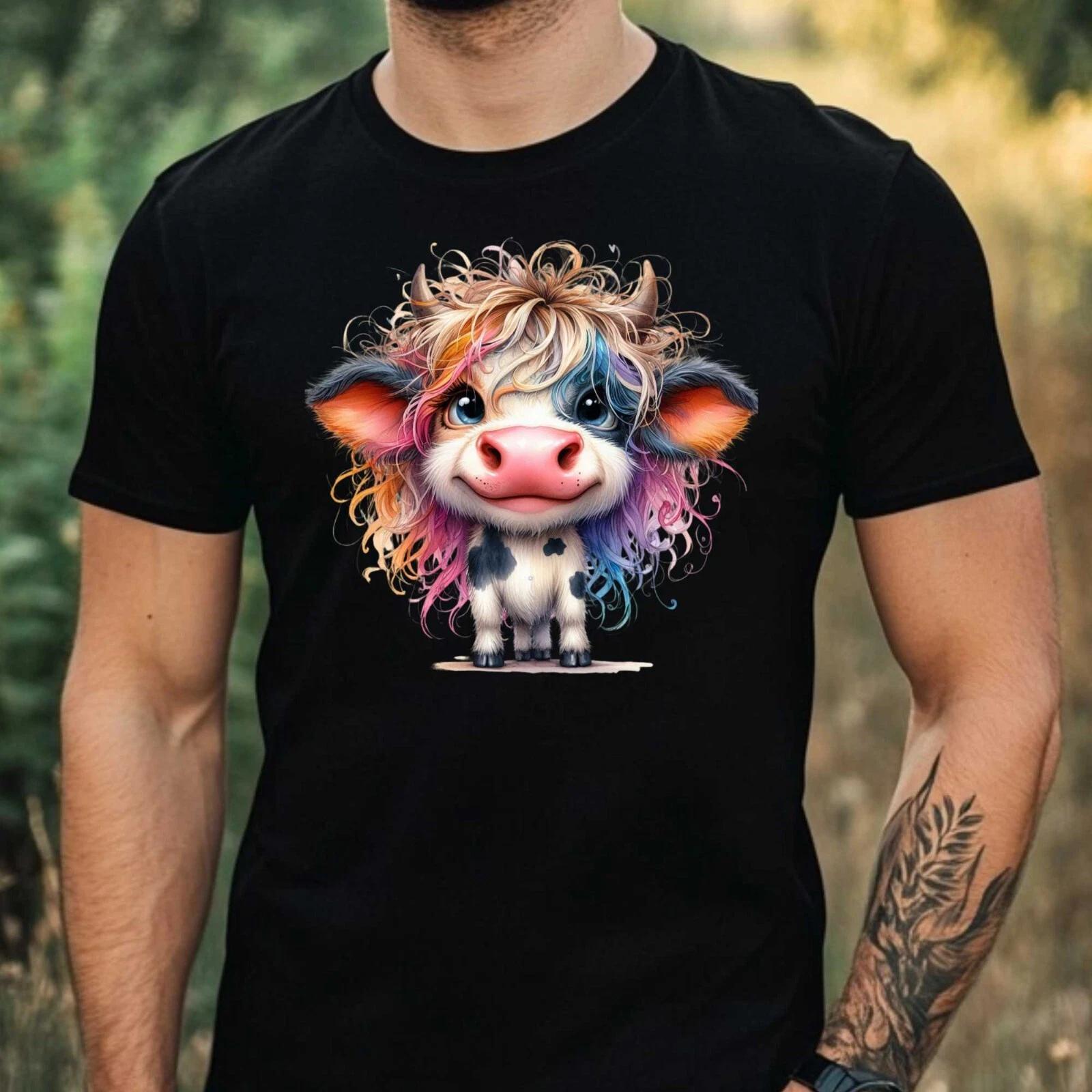 T-Shirt Herren Lustige Kuh Motiv Baumwolle Größe XS bis 5XL S