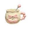 Vintage Relief Cherry Ceramic Mug With Spoon Pink Girlish Heart Office Coffee Cup Underglaze Color Souvenir