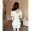 French Square Neck Summer Dress: Women's Puff Sleeve, Pleated Mesh Bodycon, Sexy A-line Mini Skirt