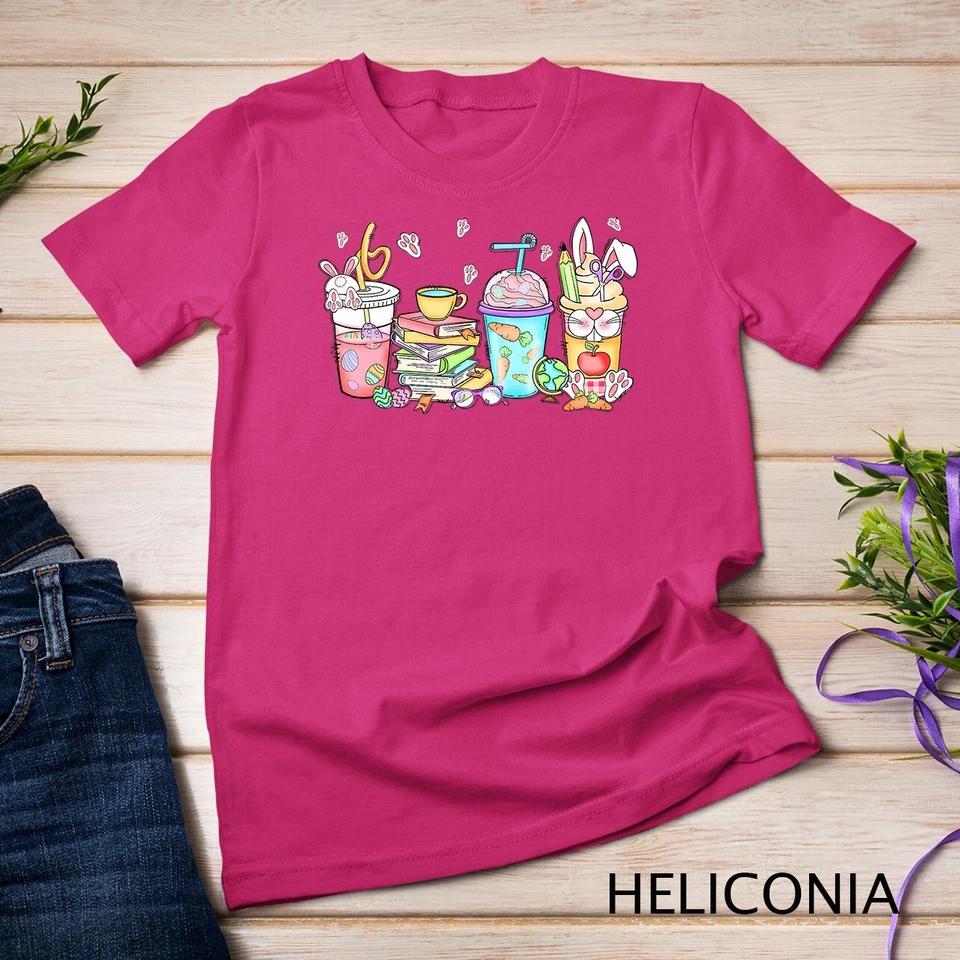 Happy Easter Bunny Coffee Lover Latte Iced Coffee Easter Day Unisex T-shirt 4 S