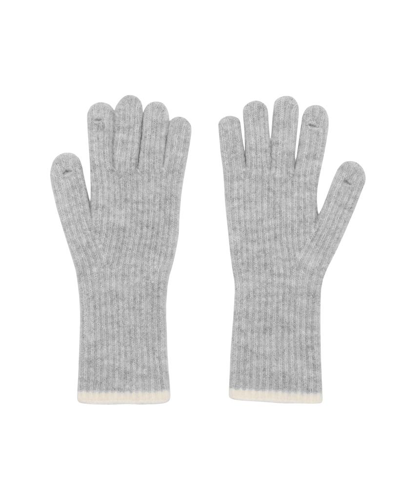 AMES-WORLDWIDE Hairy Stripe Gloves & Beanie Set Gray