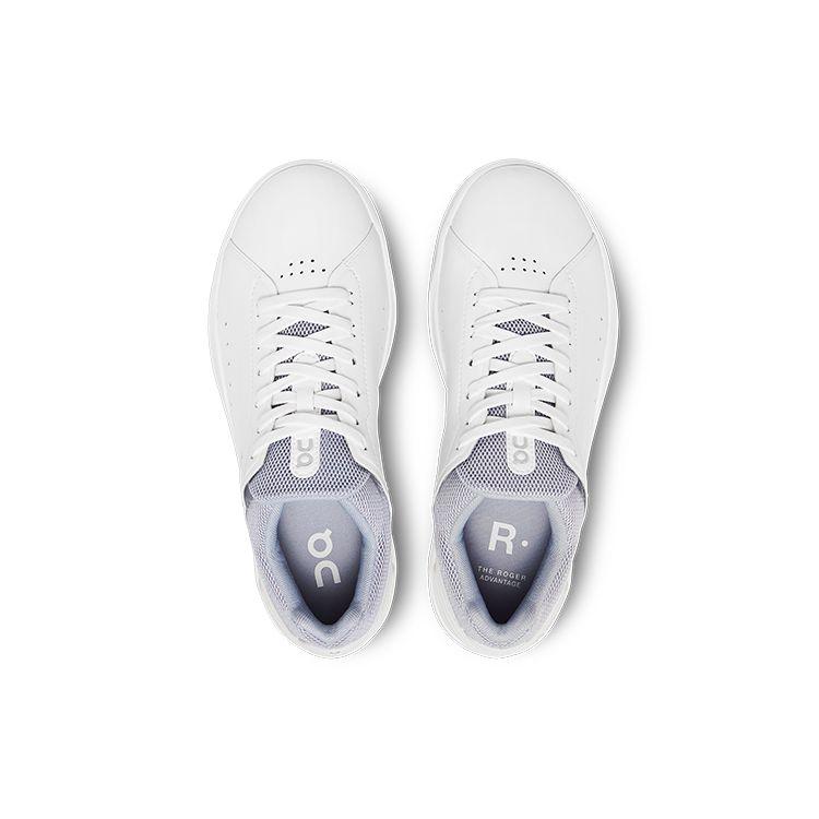 On The Roger Advantage Fabric Leather Comfortable Casual Slip Resistant Durable Low Top Sneakers Women sneakers White Storm-Gray 48.98342